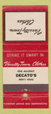 Matchbook Cover - Varsity Town Clothes Tom Maloney Decato's 30 Strike