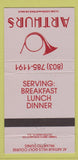 Matchbook Cover - Arthurs Restaurant Hilton Head Island SC 30 Strike