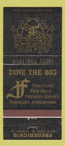 Matchbook Cover - Frederick's Warwick RI 30 Strike