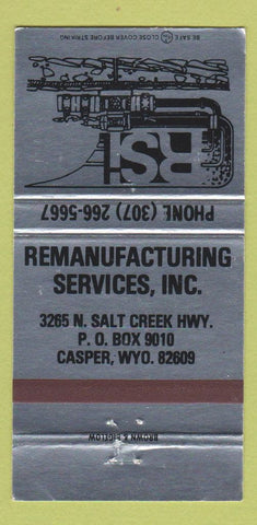 Matchbook Cover - Re manufacturing Services Casper WY 30 Strike