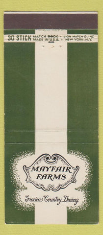 Matchbook Cover - Mayfair Farms Restaurant West Orange NJ 30 Stick