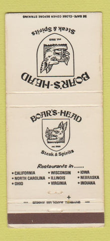 Matchbook Cover - Boar's Head Restaurants CHAIN  30 Strike