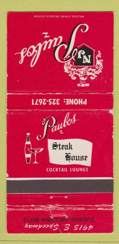 Matchbook Cover - Paulos Steak Tucson AZ WEAR 30 Strike