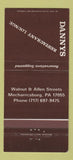 Matchbook Cover - Dannys Restaurant Mechanicsburg PA 30 Strike
