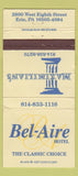 Matchbook Cover - Bel Aire Hotel Erie PA WEAR 30 Strike
