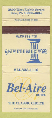 Matchbook Cover - Bel Aire Hotel Erie PA WEAR 30 Strike