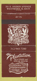 Matchbook Cover - The Plantation Restaurant Westmont IL 30 Strike