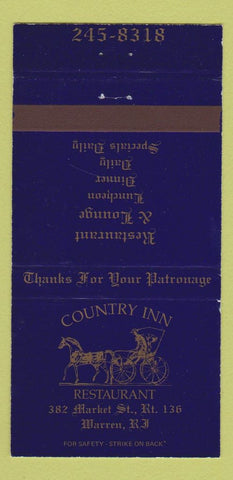 Matchbook Cover - Country Inn Restaurant Warren RI WEAR 30 Strike