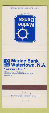 Matchbook Cover - Marine Bank Watertown WI 30 Strike