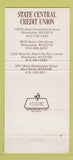 Matchbook Cover - State Central Credit Milwaukee West Bend Waukesha WI 30 Strike