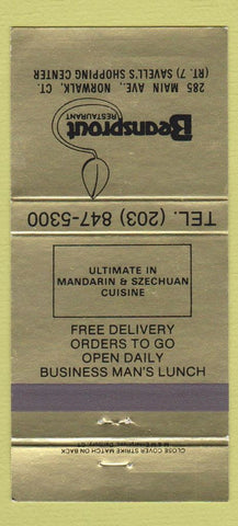 Matchbook Cover - Beansprout Restaurant Norwalk CT 30 Strike