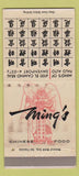 Matchbook Cover - Ming's Chinese Food Palo Altoa CA WORN 30 Strike