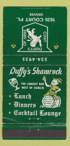 Matchbook Cover - Duffy's Coat of Arms Denver Colorado WEAR 30 Strike