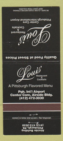Matchbook Cover - Louis' Restaurant Pittsburgh PA Airport 30 Strike