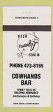 Matchbook Cover - Cowhands Bar Orelans LNE WEAR 30 Strike