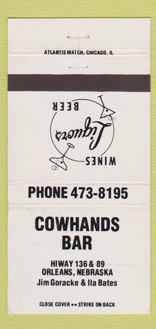 Matchbook Cover - Cowhands Bar Orelans LNE WEAR 30 Strike