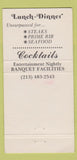 Matchbook Cover - Vince and Paul's Steak House Los Angeles CA WEAR 30 Strike