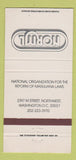Matchbook Cover - NORML Marijuana Advocacy Washington DC 30 Strike