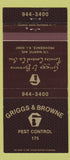Matchbook Cover - Griggs and Browne Pest Control Providence RI 30 Strike