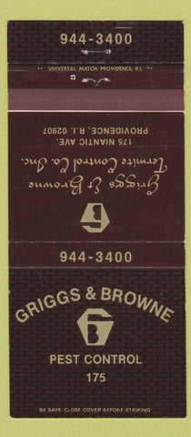 Matchbook Cover - Griggs and Browne Pest Control Providence RI 30 Strike