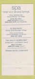 Matchbook Cover - Spa Hotel Mineral Springs Palm Springs CA 30 Strike