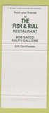 Matchbook Cover - Fish and Bull Restaurant Christmas WEAR 30 Strike