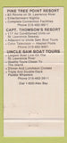 Matchbook Cover - Captain Thomson's Resort Alexandria Bay NY WEAR 30 Strike