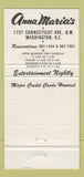 Matchbook Cover - Anna Maria's Washington DC girlie 30 Strike