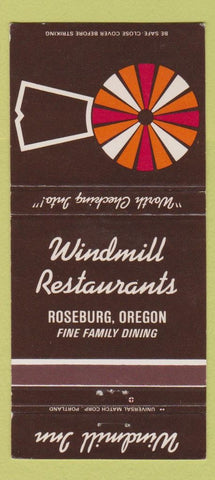 Matchbook Cover - Windmill Inn Roseburg OR 30 Strike