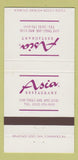 Matchbook Cover - Asia Restaurant New York City 30 Strike