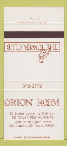 Matchbook Cover - Orion Room Tower Club Minneapolis MN 30 Strike