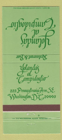 Matchbook Cover - Yolanda's al Campidoglio Washington DC 30 Strike
