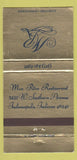 Matchbook Cover - Mon Reve Restaurant Indianapolis IN 30 Strike