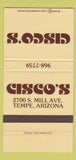 Matchbook Cover - Cisco's Temple TX 30 Strike