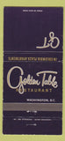 Matchbook Cover - Golden Table Restaurant Washington DC WEAR 30 Strike