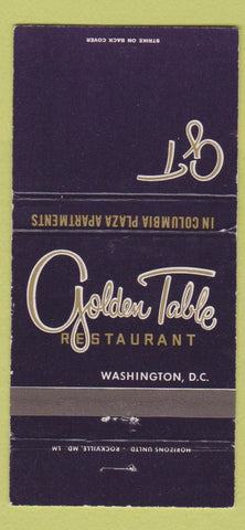 Matchbook Cover - Golden Table Restaurant Washington DC WEAR 30 Strike
