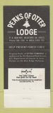 Matchbook Cover - Peaks of Otter Lodge Bedford VA 30 Strike