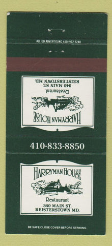 Matchbook Cover - Harryman House Reisterstown MD 30 Strike
