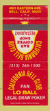 Matchbook Cover - California Bell Club Poker Cards Bell CA 30 Strike