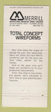 Matchbook Cover - Merrill Wire Forms Merrill WI 30 Strike