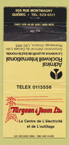 Matchbook Cover - Turgeon Jobin Quebec QC Mississauga ON WEAR 30 Strike