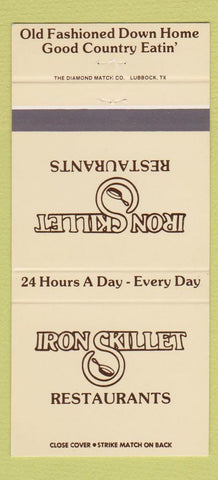 Matchbook Cover - Iron Skillet El Paso Weatherford Pharr TX 30 Strike