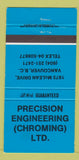 Matchbook Cover - Precision Engineering Vancouver BC WEAR 30 Strike