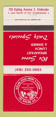 Matchbook Cover - Kipling Steak Toronto ON strip club nude girlie 30 Strike