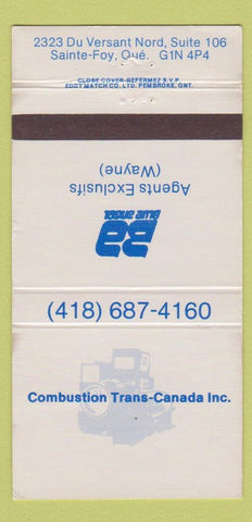 Matchbook Cover - Combustion Trans Canada engines Sainte Foy QC 30 Strike