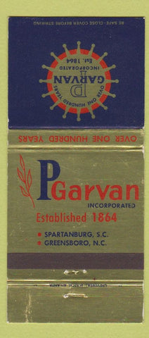 Matchbook Cover - P Garvan Spartanburg SC Greensboro NC 30 Strike