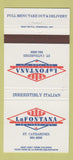 Matchbook Cover - LaFontana Italian Restaurant St Catharines ON 30 Strike