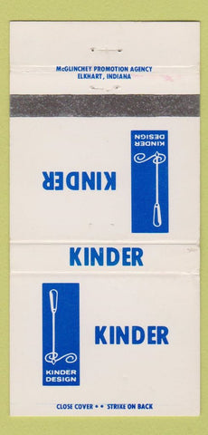 Matchbook Cover - Kinder Design Elkhart IN Furniture WEAR 30 Strike