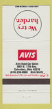 Matchbook Cover - Avis Car Rentals Columbus OH WEAR 30 Strike
