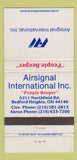 Matchbook Cover - Airsignal International Bedford Heights OH WEAR 30 Strike